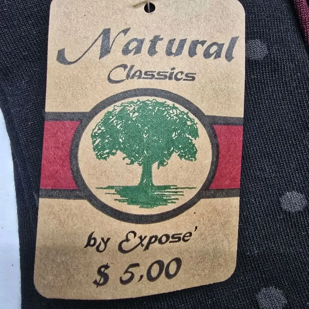 Vintage NIP Natural Classic By Expose Mens Dress Sock 9-11 6 Pair Cotton Nylon